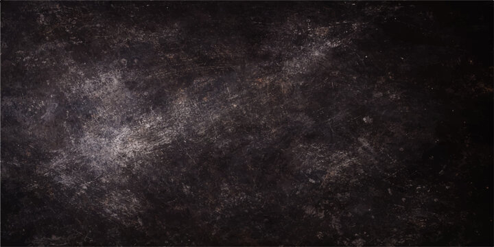 Dark grunge and blue black and white textured wall background with vintage empty chalkboard surface design pattern