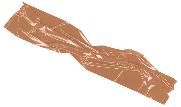 Realistic brown packaging tape PNG isolated on transparent background. High detail adhesive strip ideal for mockups, collage, branding, shipping designs and packaging compositions.