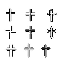 Collection of various cross symbols and icons in black
