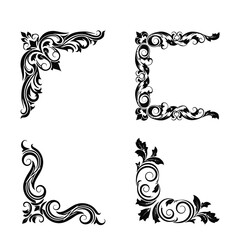 Ornate floral corner designs with swirling patterns and leaves