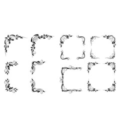 Set of ornate floral frames with various decorative borders and corners