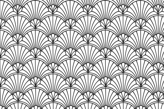 art deco fan pattern - black and white geometric background