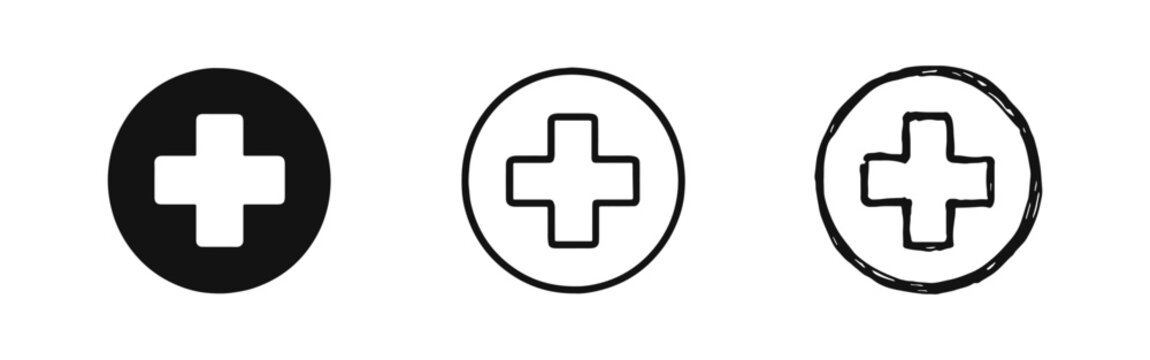 Plus Sign or Add Icon in Circle - Medical, Positive, and Healthcare Symbol Set