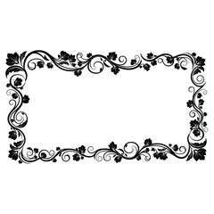 Black floral border frame with swirling vines and leaves