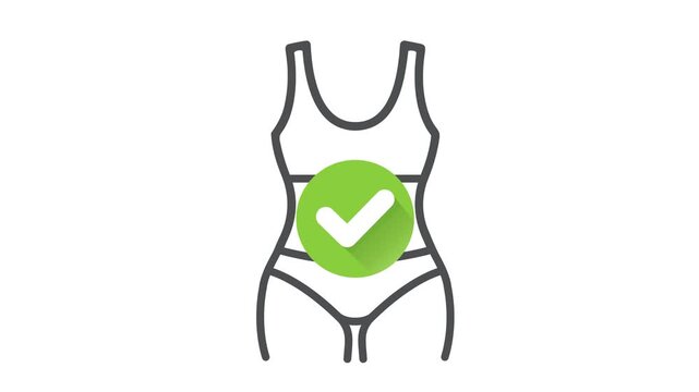 A female figure with a checkmark, a symbol of a good digestive system.
