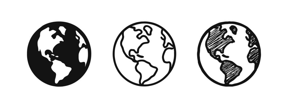 Earth Globe Icon Set - Global, World, and International Geography Symbol