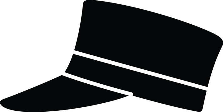 Black silhouette icon of a peaked cap, representing a uniform hat or military headwear