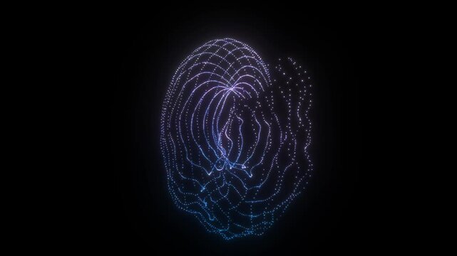 Glowing particle galaxy torus spiral rings rotating loop black background 4K