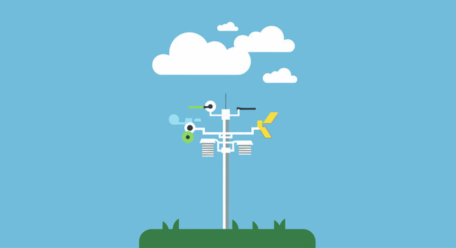 Celebrating World Meteorological Day with weather instruments in a field