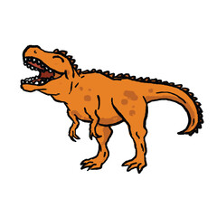 Cute Orange Dinosaur Cartoon Character Hand Drawn © avinadventino
