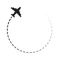 Airplane circular flight route with dashed path, minimal travel line icon vector illustration isolated on transparent background © Виталий Опришко