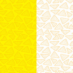 Fototapeta premium doodle nachos pattern background. tortilla chips pattern. nachos seamless pattern background.