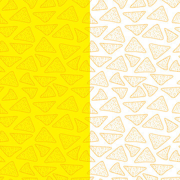 doodle nachos pattern background. tortilla chips pattern. nachos seamless pattern background.