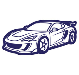 Fototapeta premium Vector illustration of a stylish modern sports car with a spoiler in outline form