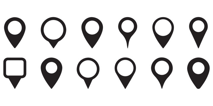 Location map pin icons set, Map marker pointer icon collection vector.