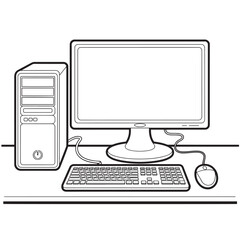 Fototapeta premium computer monitor with mouse and keyboard