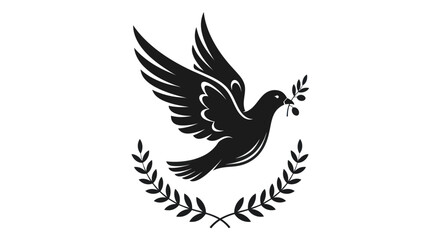 Fototapeta premium Flying dove with olive branch vector