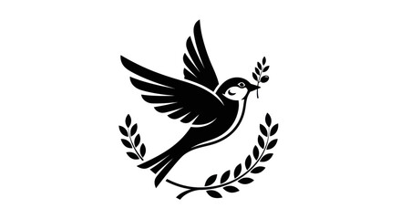 Obraz premium Flying dove with olive branch vector