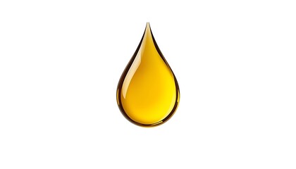 A single drop of golden oil on a white background