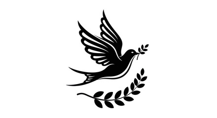 Obraz premium Flying dove with olive branch vector illustration