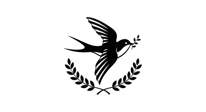 Flying swallow bird icon silhouette