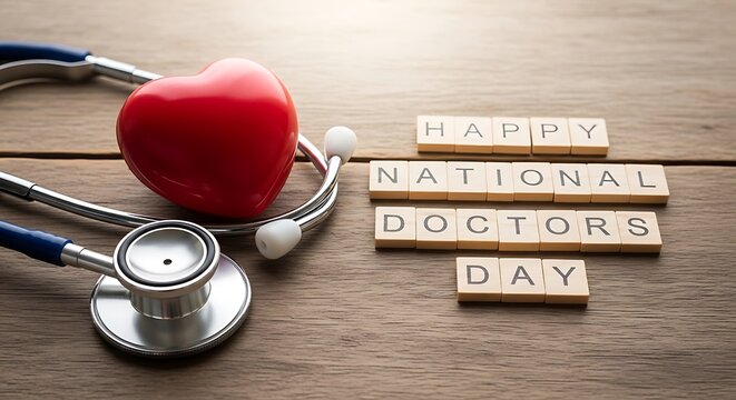 Celebrating healthcare professionals on national doctors day with a stethoscope and heart