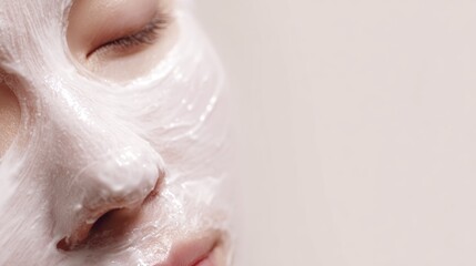Fototapeta premium Close-up of relaxing facial mask application on peaceful skin