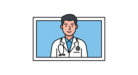 Doctor on a computer screen, medical consultation, telemedicine, healthcare, online doctor, medical advice, virtual doctor, digital health