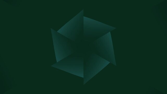 Abstract dark green geometric shape rotates subtly with a brief glowing outline. Ideal for backgrounds, intros and modern design projects.