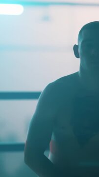 Intense Boxing Training and Fight: Professional Boxers Sparring in Ring, Close-up Portraits, Jumping Rope, Push-ups, and Cinematic Gym Workout Sessions with Athletic Men.