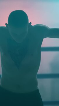 Intense Boxing Training and Fight: Professional Boxers Sparring in Ring, Close-up Portraits, Jumping Rope, Push-ups, and Cinematic Gym Workout Sessions with Athletic Men.