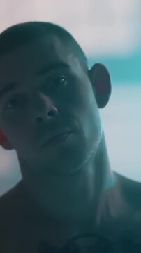 Intense Boxing Training and Fight: Professional Boxers Sparring in Ring, Close-up Portraits, Jumping Rope, Push-ups, and Cinematic Gym Workout Sessions with Athletic Men.