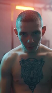 Intense Boxing Training and Fight: Professional Boxers Sparring in Ring, Close-up Portraits, Jumping Rope, Push-ups, and Cinematic Gym Workout Sessions with Athletic Men.