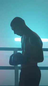 Intense Boxing Training and Fight: Professional Boxers Sparring in Ring, Close-up Portraits, Jumping Rope, Push-ups, and Cinematic Gym Workout Sessions with Athletic Men.