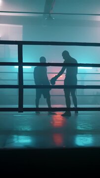 Intense Boxing Training and Fight: Professional Boxers Sparring in Ring, Close-up Portraits, Jumping Rope, Push-ups, and Cinematic Gym Workout Sessions with Athletic Men.