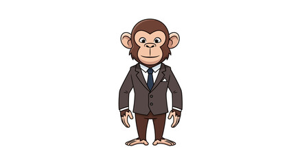 Monkey Businessman Cartoon Character Vector Illustration © VectorNest Studio