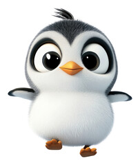Obraz premium PNG Cartoon running background White Baby Penguin.