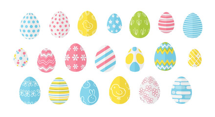Fototapeta premium Colorful and patterned Easter eggs, a festive collection of traditional and whimsical designs, perfect for holiday decorations and seasonal celebrations