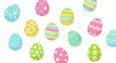 Fototapeta premium Whimsical Easter Eggs with Festive Patterns in Various Colors, Celebrating Springtime Joy and Holiday Cheer