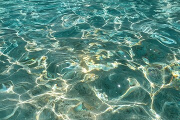 Obraz premium Rippling turquoise water surface with sparkling light reflections