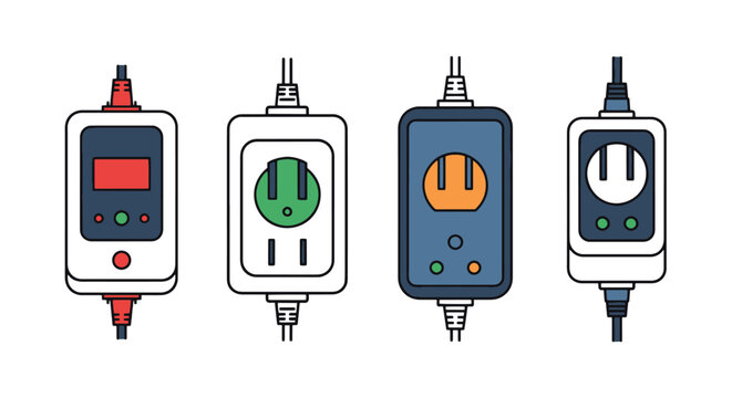 Surge Protector Line color art flat style minimal abstract vector