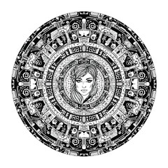 Obraz premium Woman's Face within Ancient Calendar Mandala portrait