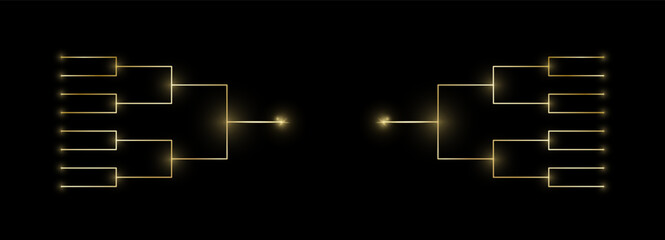 Fototapeta premium Tournament qualifying bracket concept. Gold shiny games table. Road to victory. Championship leaderboard for prize. Vector illustration