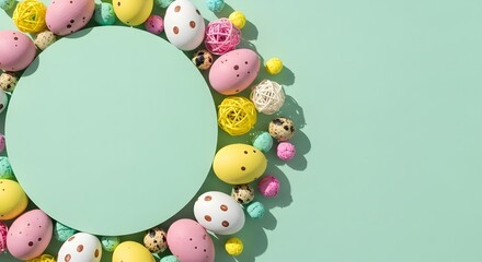 Fototapeta premium Easter egg border frame with pastel colors and decorative elements