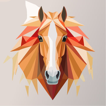 Geometric Horse Head Illustration with Warm Tones and Sharp Angles