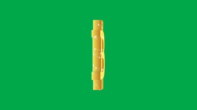 Golden symbol of bitcoin with green secreen