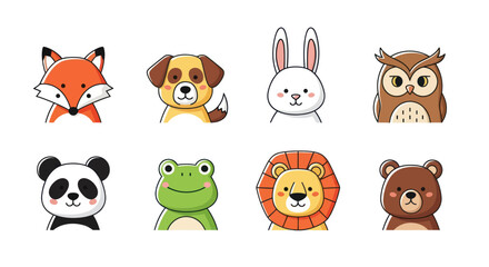 Obraz premium Cartoon animal portraits on white background