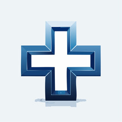 Obraz premium Abstract 3D Blue Medical Cross Symbol with Smooth Lighting and Reflections