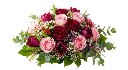 Elegant bouquet of roses and greenery with delicate baby's breath accents