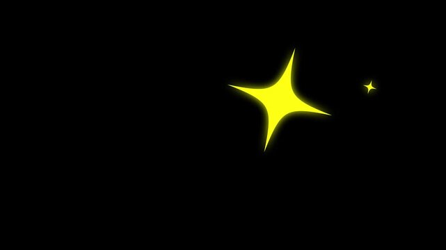 glowing star twinkle effect on textured black screen background. Bright twinkling star rays, festive twinkle star glitter on smooth, celestial twinkling star shine on modern.4k Animation